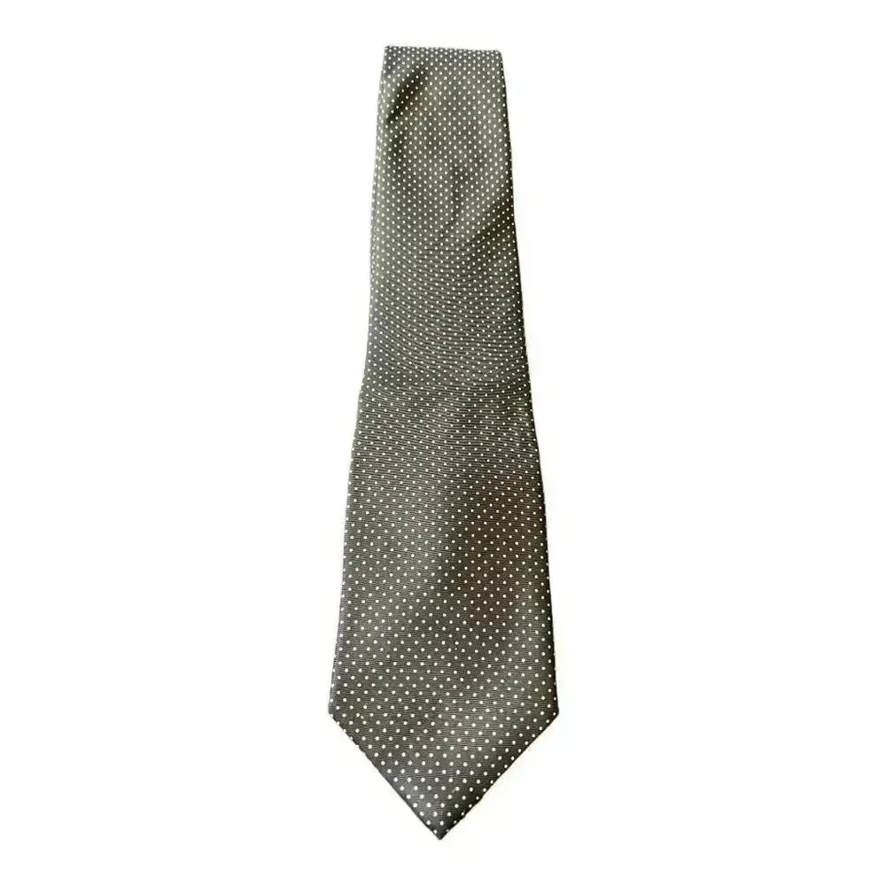Brookville Collection All Silk Black And White Polka Dot Tie Made In USA‎